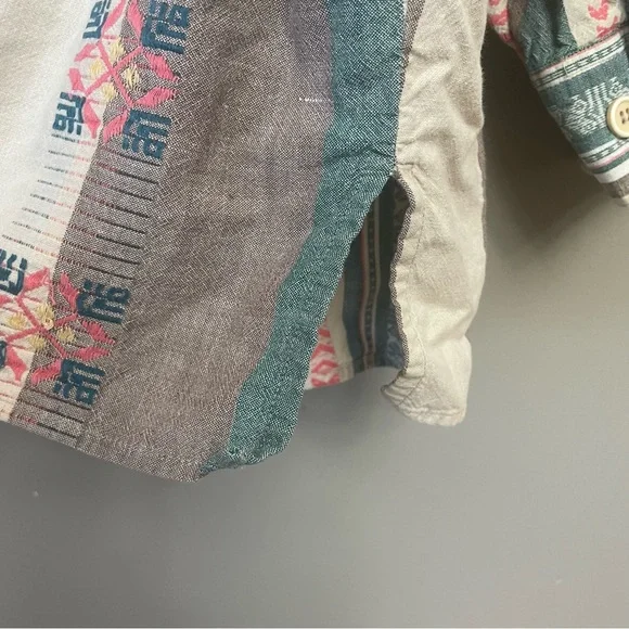 Vintage Cabin Creek women’s XL Cotton Aztec Button Down pink green top - Picture 4 of 7